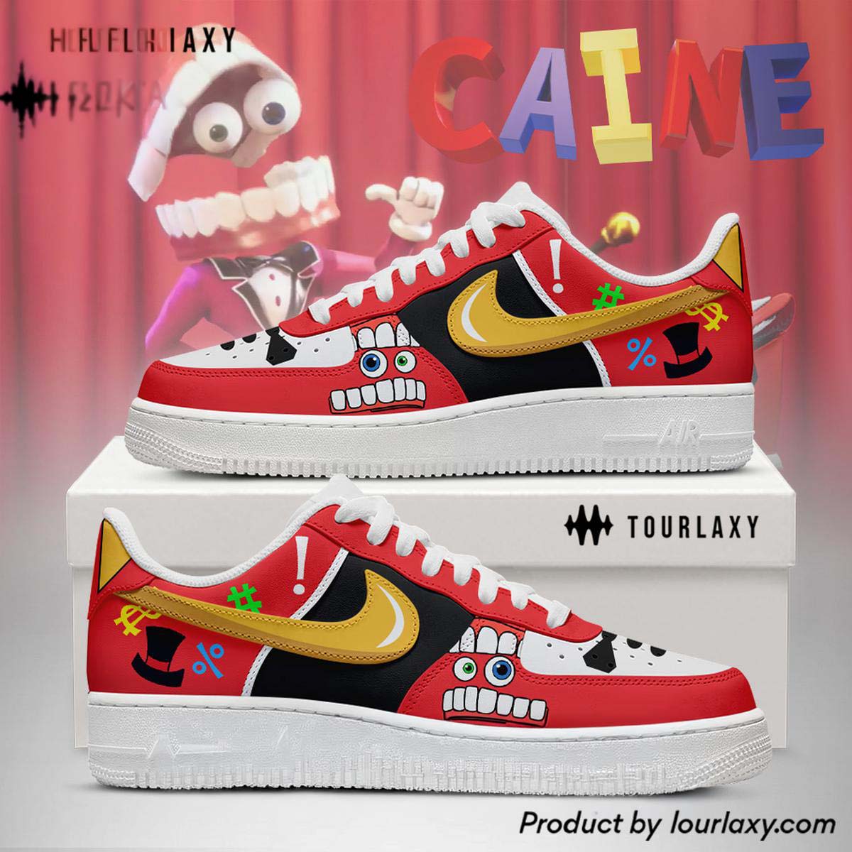 Custom Caine The Amazing Digital Circus Custom Painted Air Force 1 Sneakers Best Gift for Fans