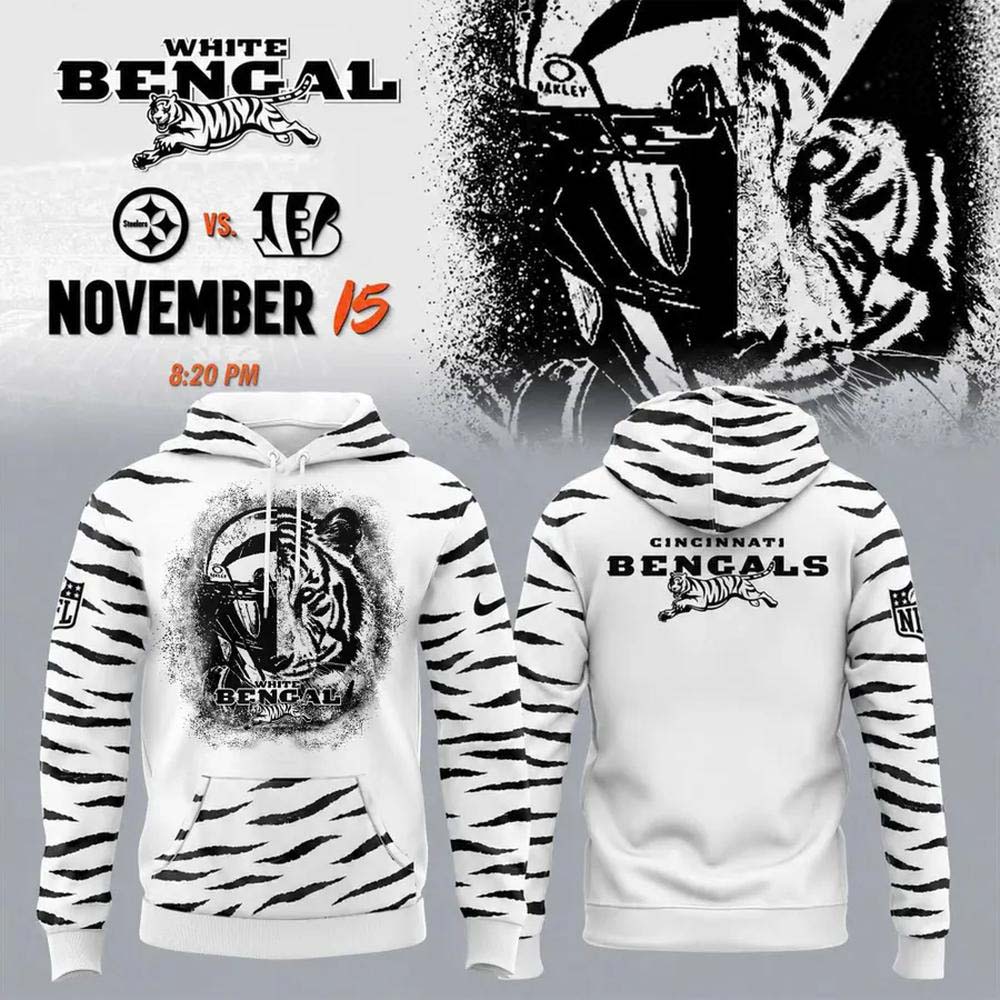 White Bengal Football Limited Edition Hoodie - Cincinnati Bengals