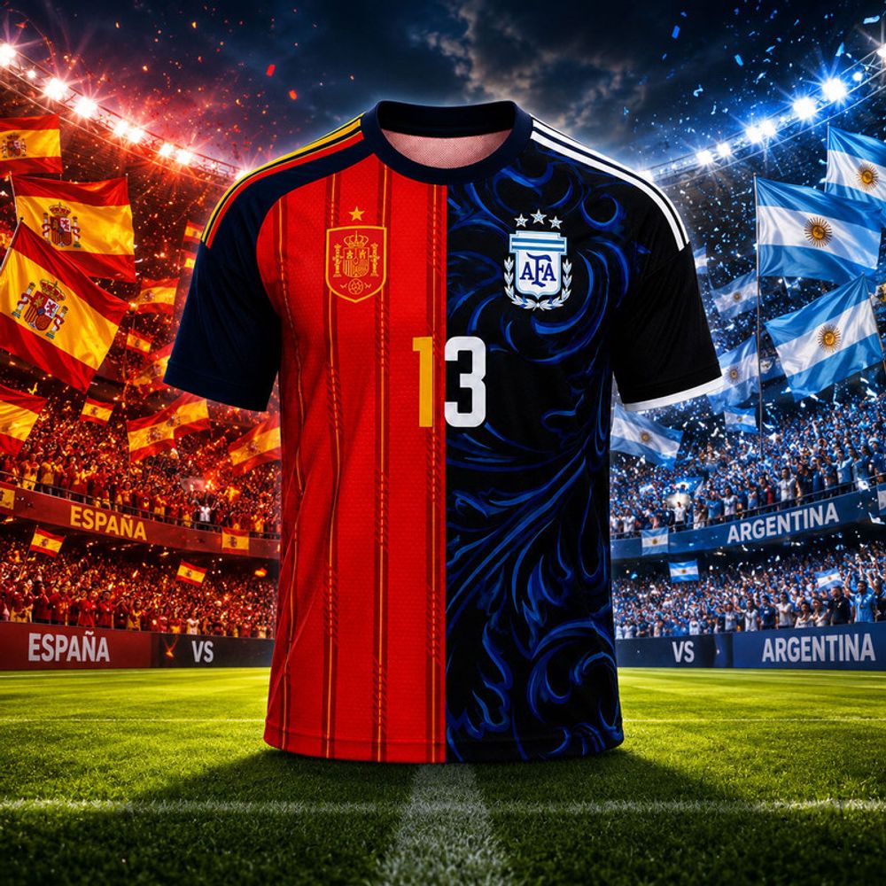 Spain Argentina World Cup Split Football Jersey