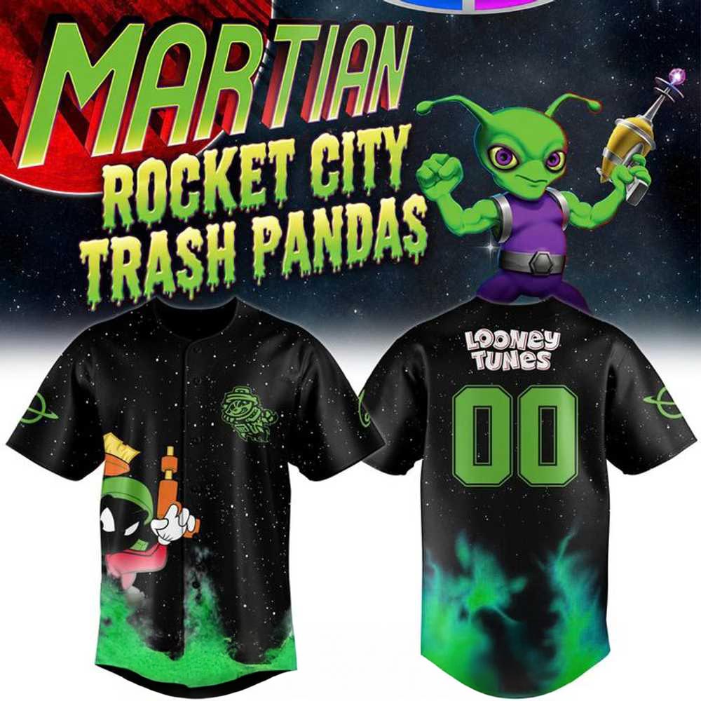 Rocket City Trash Pandas x Marvin The Martian 2026 Baseball Jersey MiLB Cartoon Character Theme Night Fan Apparel 1 - Unicasport Rocket City Trash Pandas x Marvin The Martian 2026 Baseball Jersey MiLB Cartoon Character Theme Night Fan Apparel