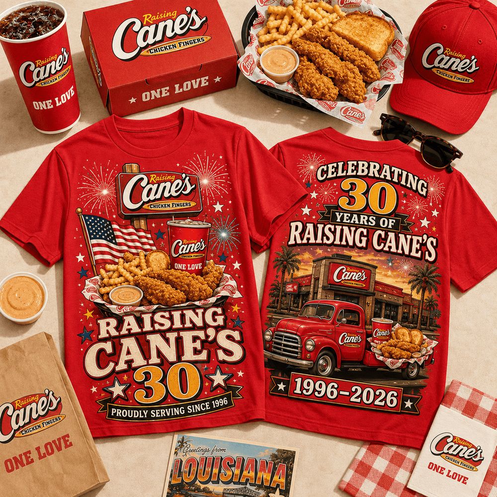 Raising Canes 30th Anniversary Retro Truck Special Shirt - Unique Fast Food Brand Graphic Tee Gift Idea