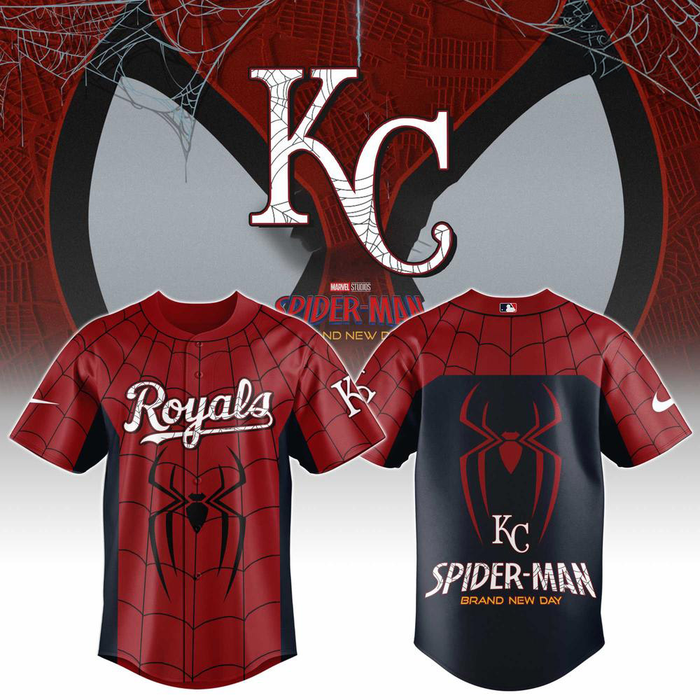 Kansas City Royals x Spider Man Brand New Day Collaboration Baseball Jersey 1 - Unicasport Kansas City Royals x Spider Man Brand New Day Collaboration Baseball Jersey