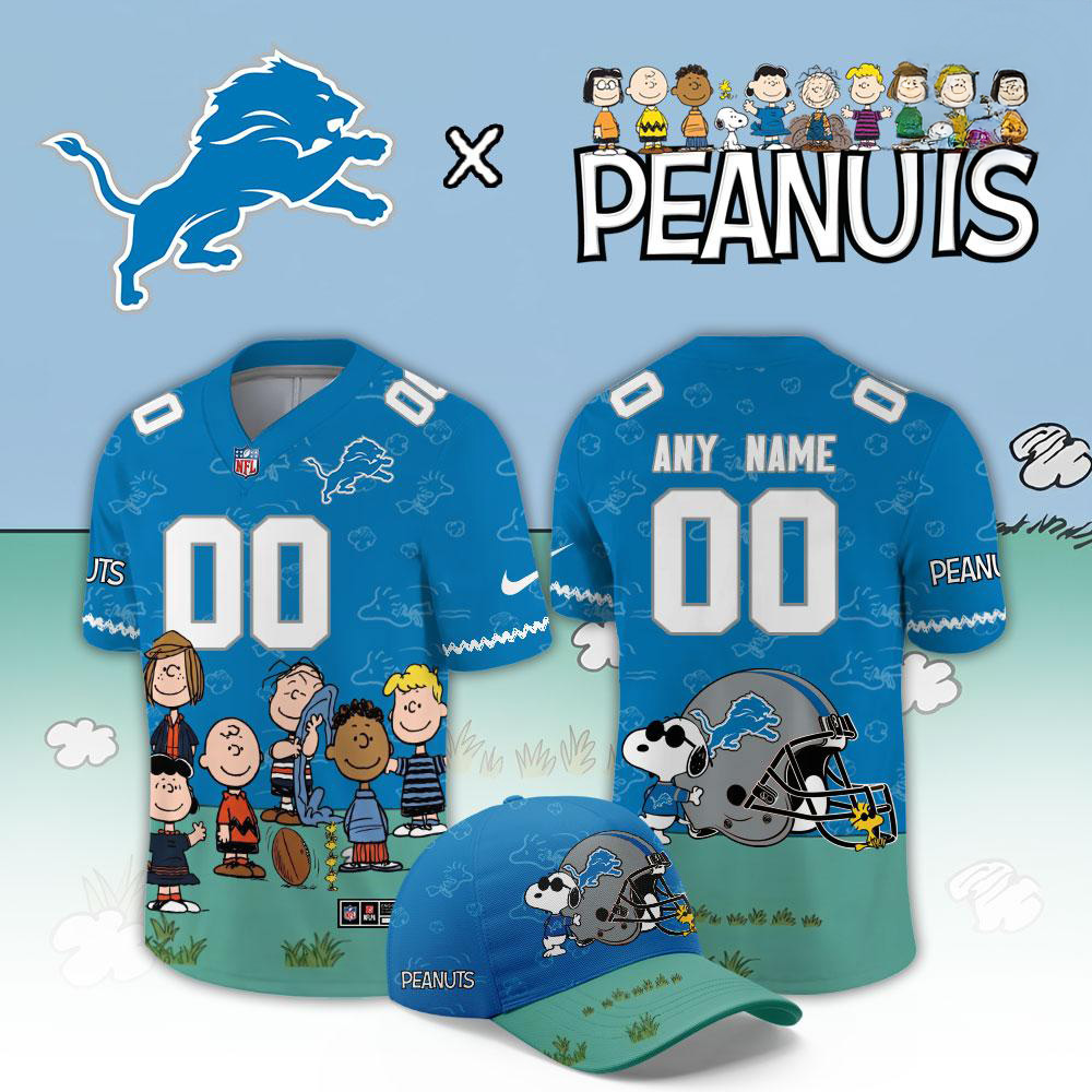 Detroit Lions x Peanuts Night Snoopy Custom Football Jersey NFL Fan Wear 1 - Unicasport Detroit Lions x Peanuts Night Snoopy Custom Football Jersey NFL Fan Wear