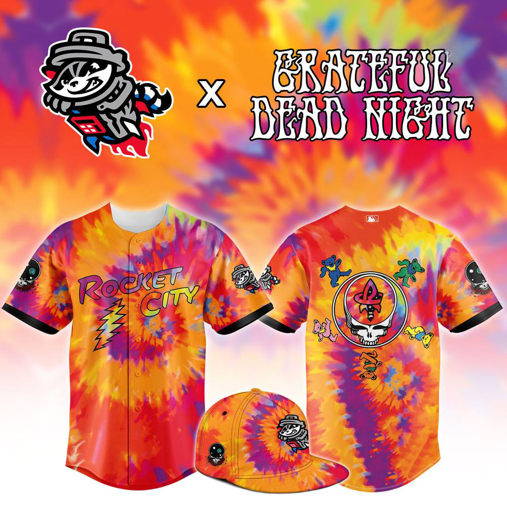 Rocket City Trash Pandas x Grateful Dead Night 2026 Baseball Jersey Apparel 1 - Unicasport Rocket City Trash Pandas x Grateful Dead Night 2026 Baseball Jersey Apparel