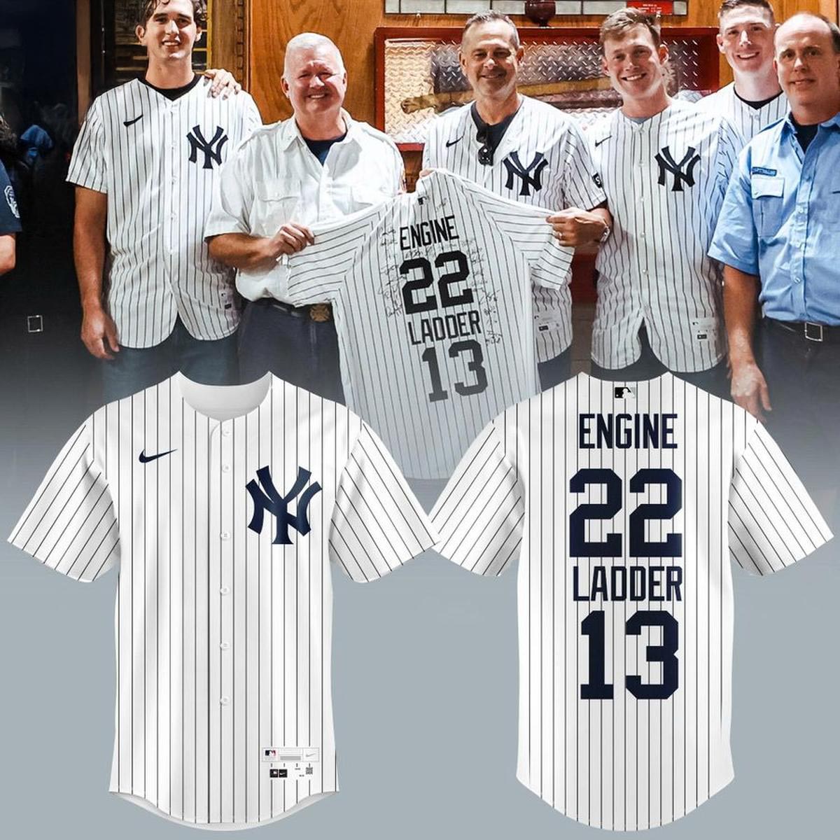 New York Yankees 2026 Engine 22 Ladder 13 Tribute Firefighter Baseball Jersey MLB Fanwear 2 - Unicasport New York Yankees 2026 Engine 22 Ladder 13 Tribute Firefighter Baseball Jersey MLB Fanwear