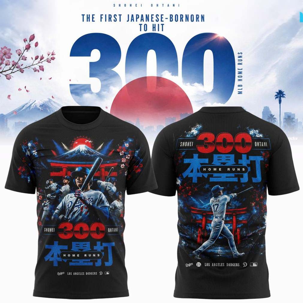 Shohei Ohtani LA Dodgers 300 Home Runs Milestone Baseball T-Shirt - Unique Gift Idea for Fans