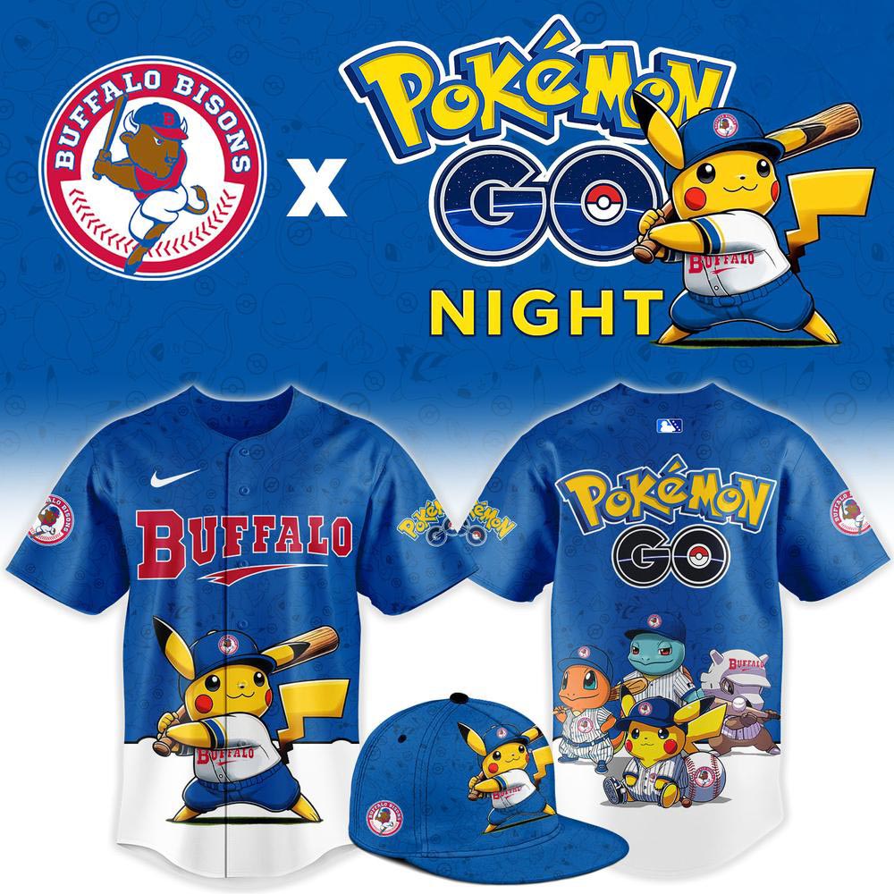 Buffalo Bisons x Pokemon GO Night 2026 Custom Baseball Jersey MiLB Gaming Theme Night Fan Gift 1 - Unicasport Buffalo Bisons x Pokemon GO Night 2026 Custom Baseball Jersey MiLB Gaming Theme Night Fan Gift