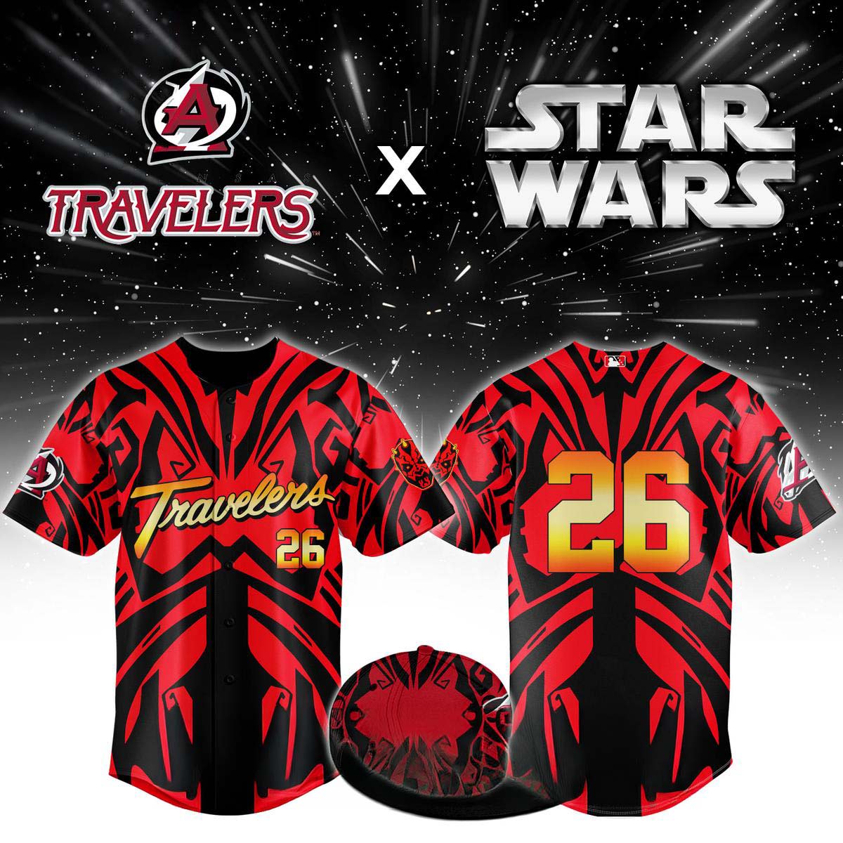 Arkansas Travelers Star Wars Night Darth Maul Baseball Jersey