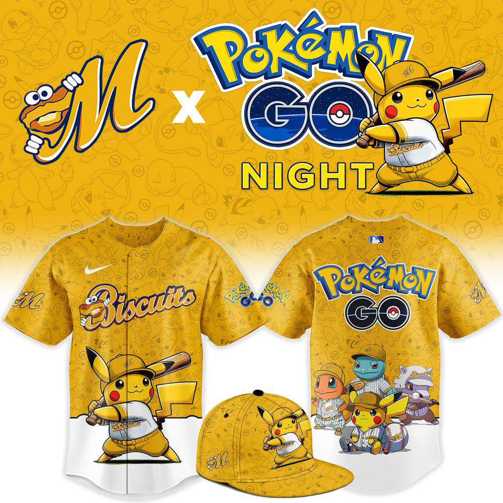 Custom Montgomery Biscuits x Pokemon GO Baseball Jersey Apparel 1 - Unicasport Custom Montgomery Biscuits x Pokemon GO Baseball Jersey Apparel