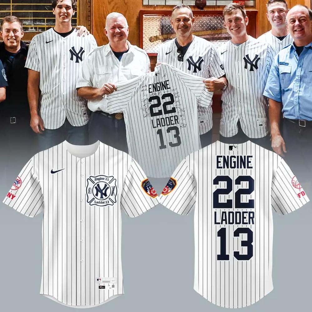 New York Yankees Firefighter Tribute Engine 22 Ladder 13 Baseball Jersey 1 - Unicasport New York Yankees Firefighter Tribute Engine 22 Ladder 13 Baseball Jersey