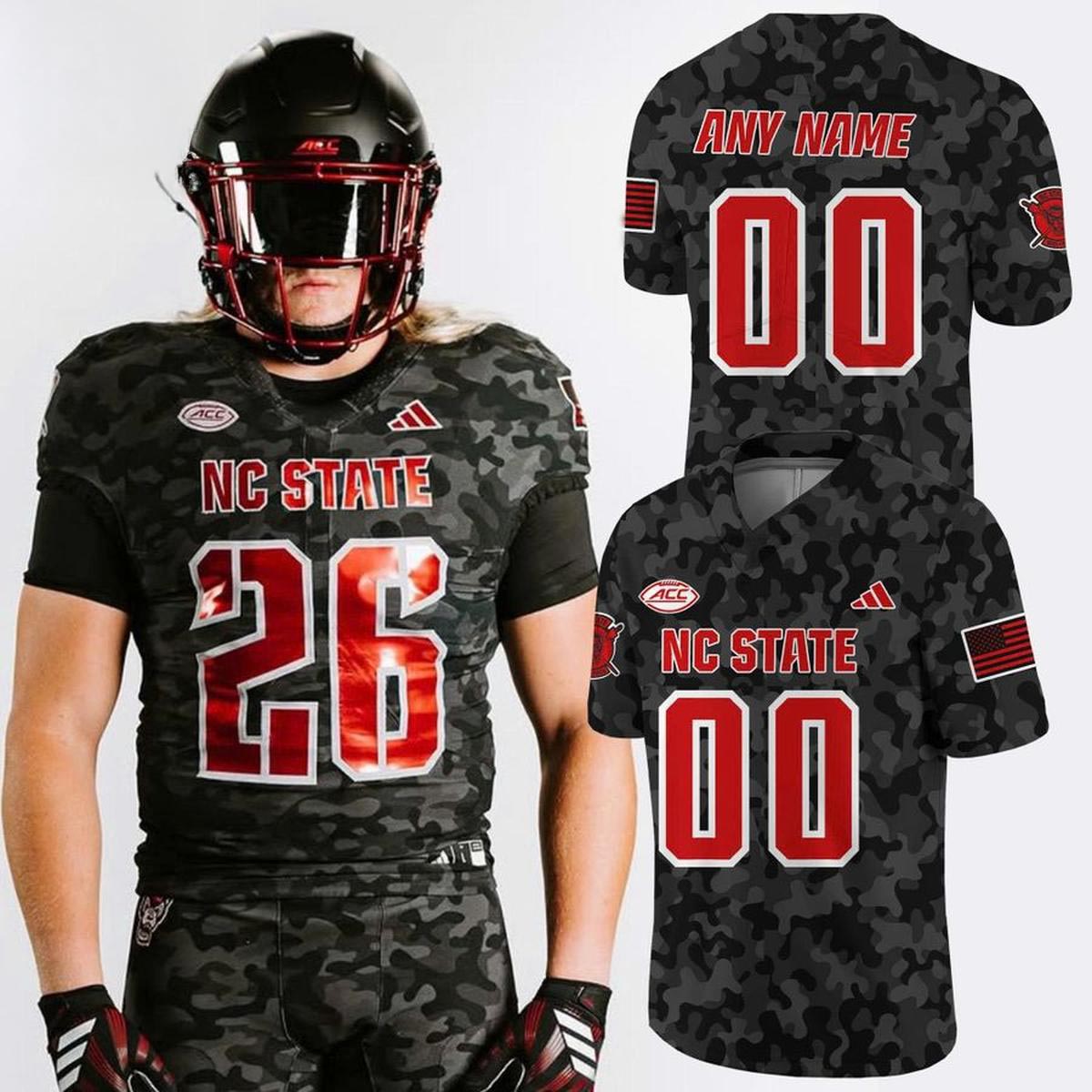 NC State Wolfpack 2026 Wolfpack Warriors Military Appreciation Personalized Football Jersey College Football Custom Fan Apparel 1 - Unicasport NC State Wolfpack 2026 Wolfpack Warriors Military Appreciation Personalized Football Jersey College Football Custom Fan Apparel