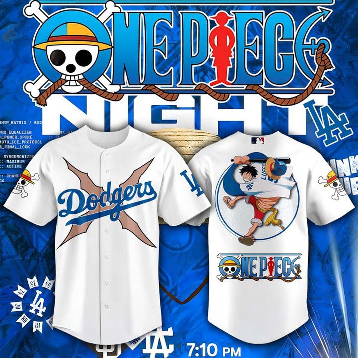 Monkey D Luffy Los Angeles Dodgers x One Piece 2026 Baseball Jersey Gift for Fans