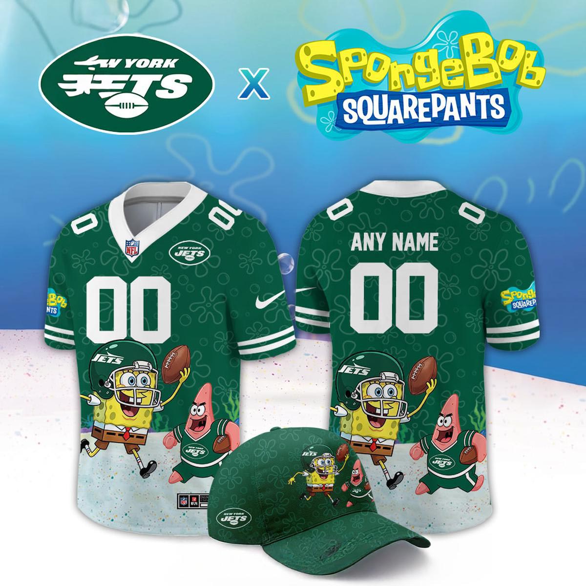 New York Jets x SpongeBob SquarePants 2026 Night Personalized Football Jersey Custom Fan Apparel 2 - Unicasport New York Jets x SpongeBob SquarePants 2026 Night Personalized Football Jersey Custom Fan Apparel