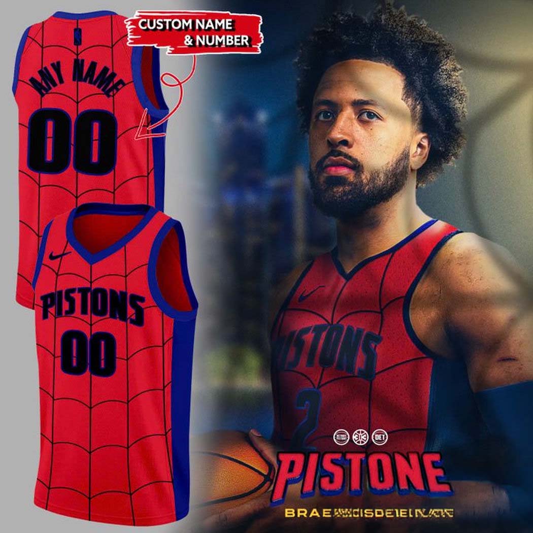 Detroit Pistons x SpiderMan Spidey Concept Custom Basketball Jersey 1 - Unicasport Detroit Pistons x SpiderMan Spidey Concept Custom Basketball Jersey