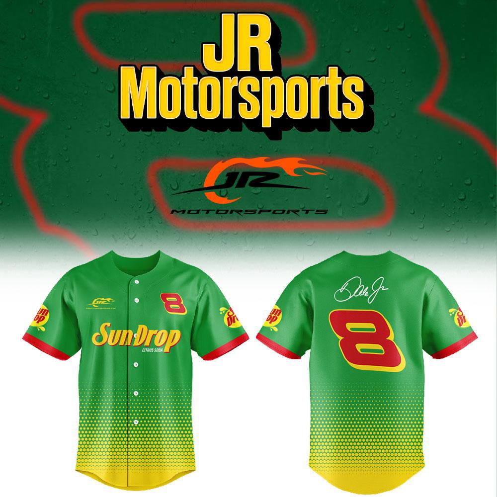 Dale Earnhardt Jr 8 JR Motorsports Sun Drop NASCAR Baseball Jersey Racing Fan Apparel 1 - Unicasport Dale Earnhardt Jr 8 JR Motorsports Sun Drop NASCAR Baseball Jersey Racing Fan Apparel