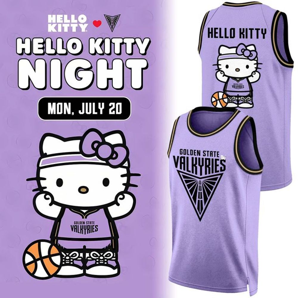 2026 Golden State Valkyries x Hello Kitty Night Purple Basketball Jersey