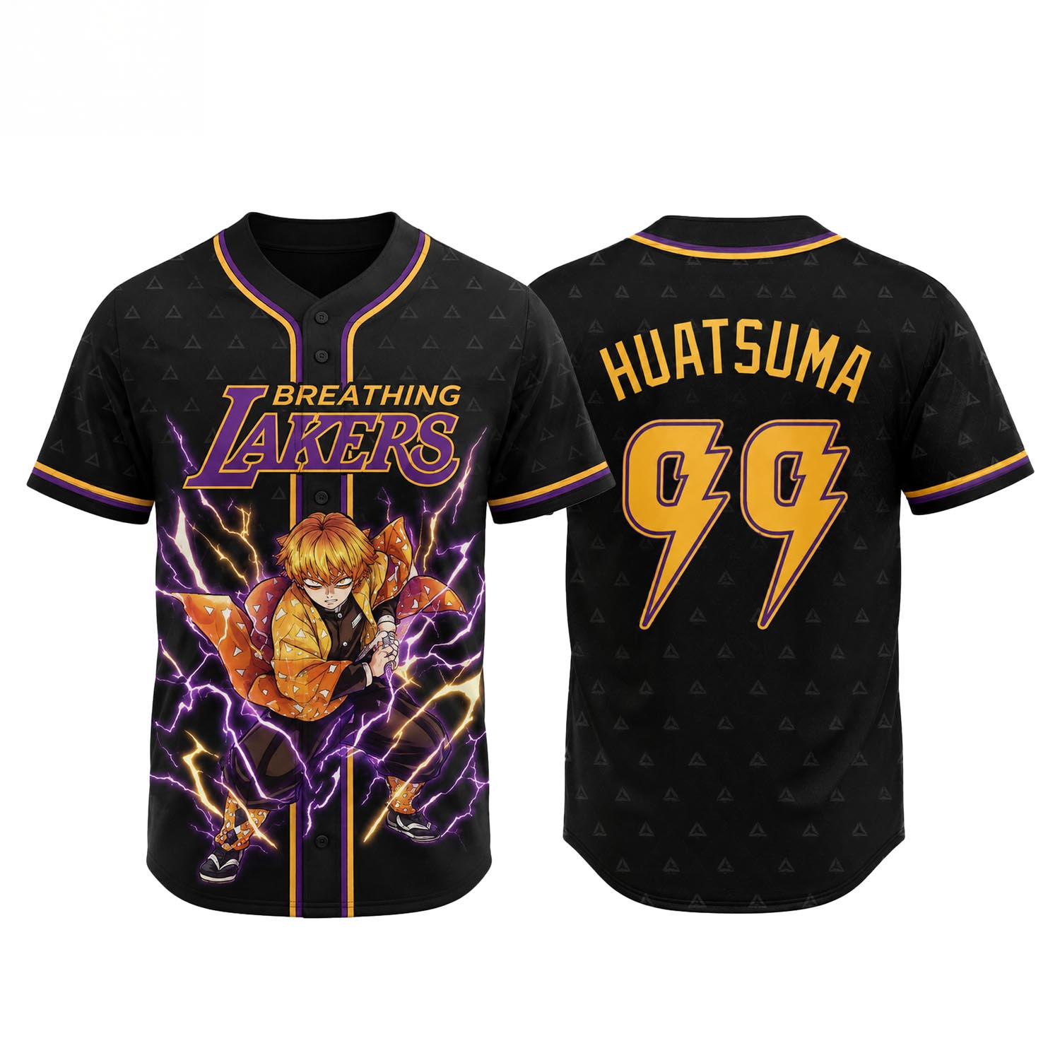 Thunder Breathing Baseball Jersey Yellow Lightning Anime Inspired Sports Collection 1 - Unicasport Thunder Breathing Baseball Jersey Yellow Lightning Anime Inspired Sports Collection