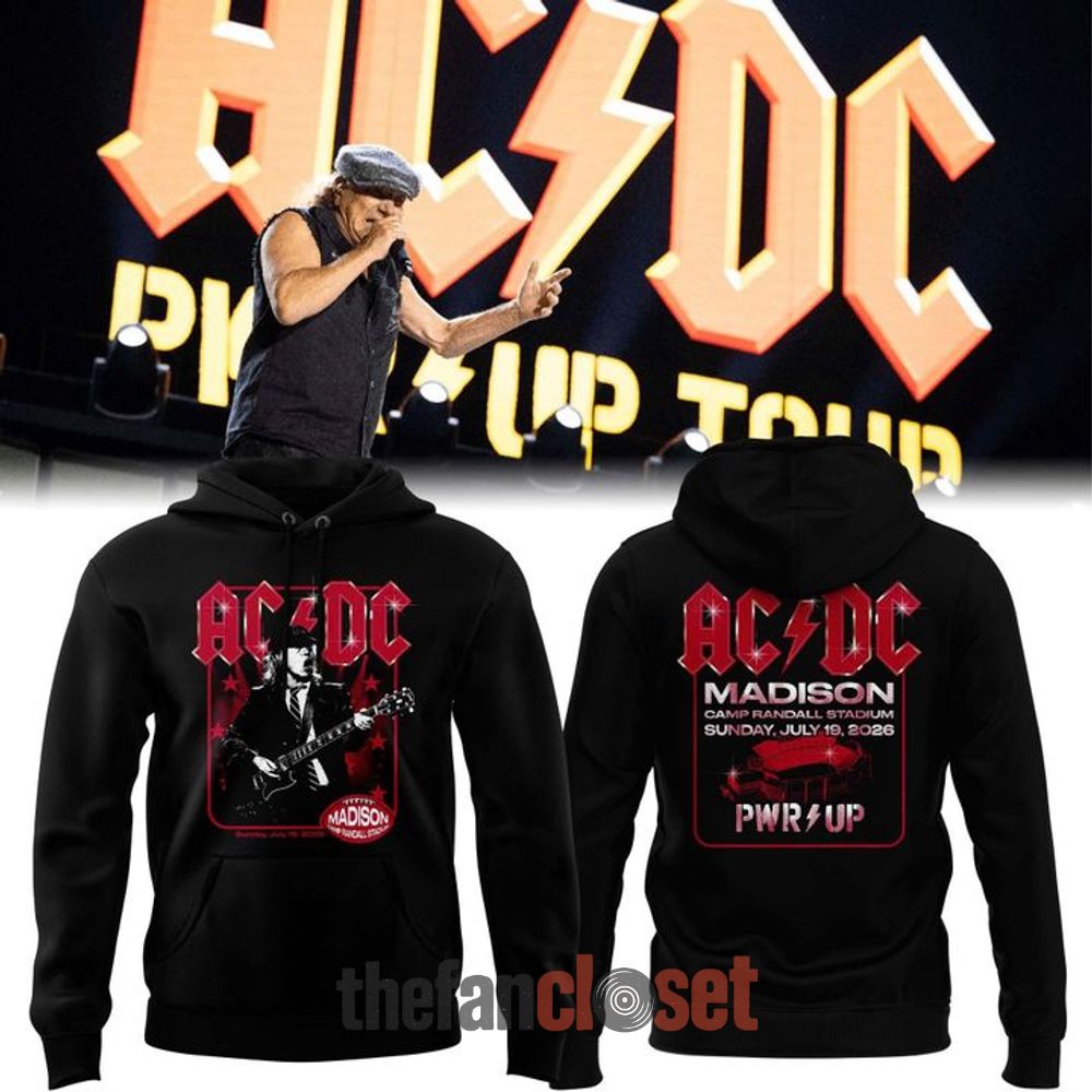 ACDC Power Up Tour 2026 Madison Wisconsin Badgers Hoodie