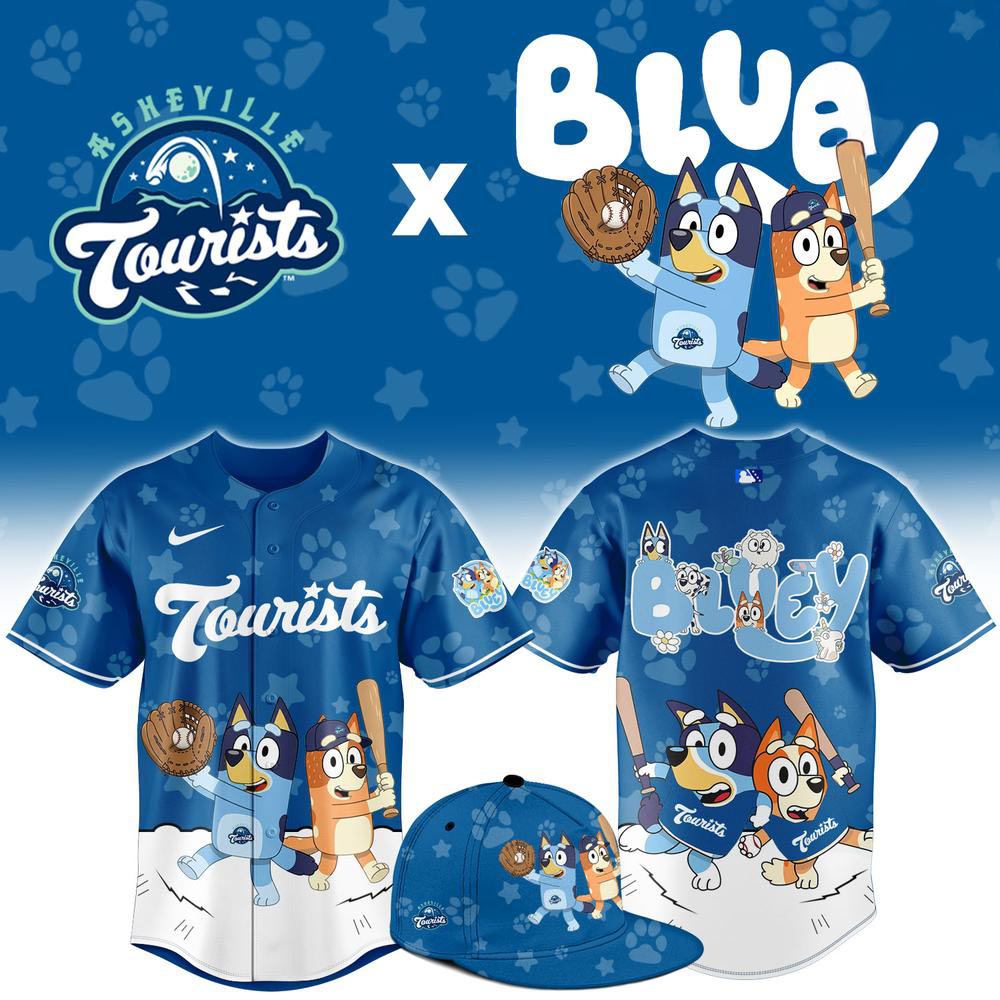 Asheville Tourists x Bluey Night Limited Edition Baseball Jersey MiLB Cartoon Theme Night Fan Sports Gift 1 - Unicasport Asheville Tourists x Bluey Night Limited Edition Baseball Jersey MiLB Cartoon Theme Night Fan Sports Gift