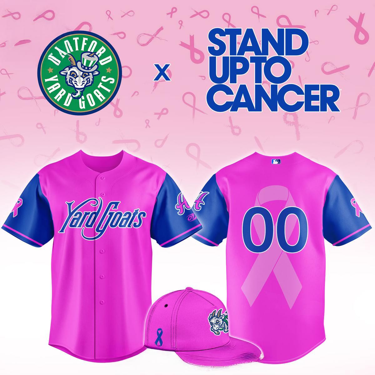 Hartford Yard Goats Pink Out The Park 2026 Fighting Cancer Baseball Jersey MiLB Awareness Night Fan Sports Apparel 1 - Unicasport Hartford Yard Goats Pink Out The Park 2026 Fighting Cancer Baseball Jersey MiLB Awareness Night Fan Sports Apparel