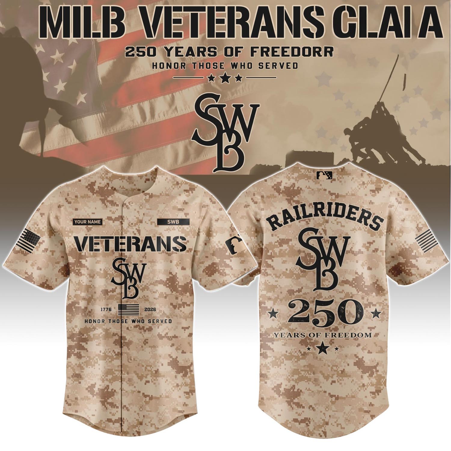 Scranton Wilkes Barre RailRiders Veterans Day 2026 Special Limited Edition Baseball Jersey Fan Apparel 1 - Unicasport Scranton Wilkes Barre RailRiders Veterans Day 2026 Special Limited Edition Baseball Jersey Fan Apparel