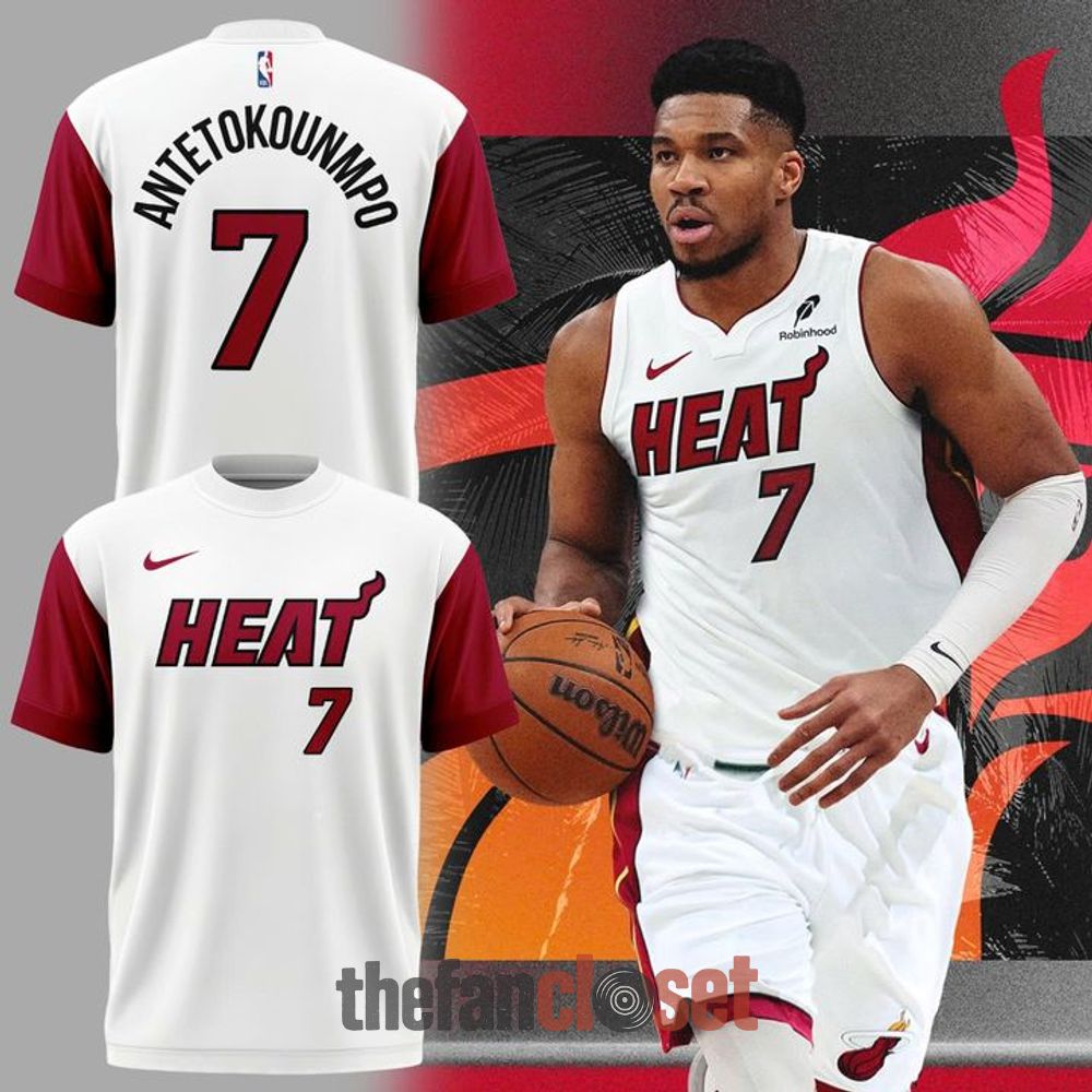 Giannis Antetokounmpo Miami HEAT White Shirt Shirt Apparel