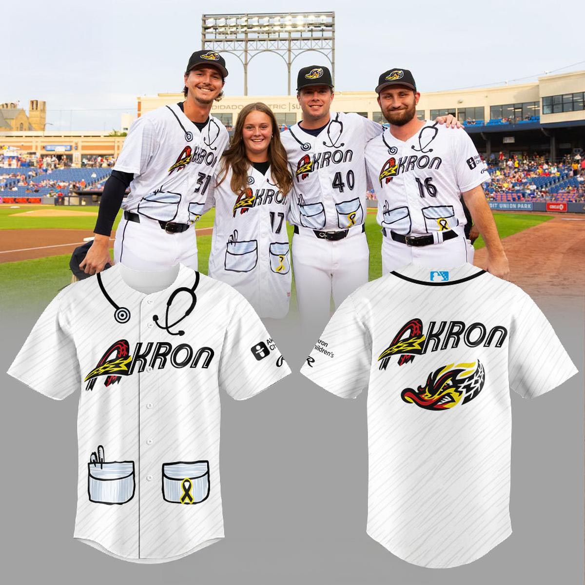 Akron RubberDucks Family Center Commemorative 2026 MiLB Personalized Jersey Custom Baseball Fan Sports Apparel 1 - Unicasport Akron RubberDucks Family Center Commemorative 2026 MiLB Personalized Jersey Custom Baseball Fan Sports Apparel
