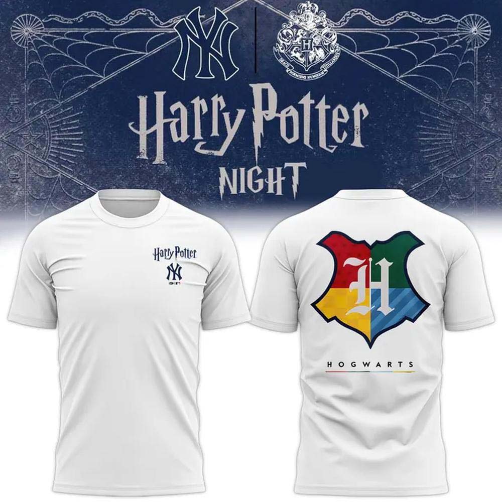 New York Yankees Harry Potter Night White T Shirt