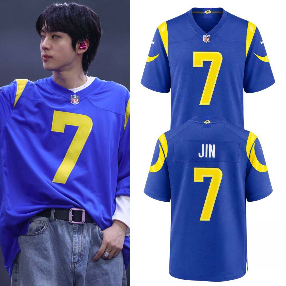 BTS Seokjin Los Angeles Rams 7 Jersey Shirt 2026 1 - Unicasport BTS Seokjin Los Angeles Rams 7 Jersey Shirt 2026