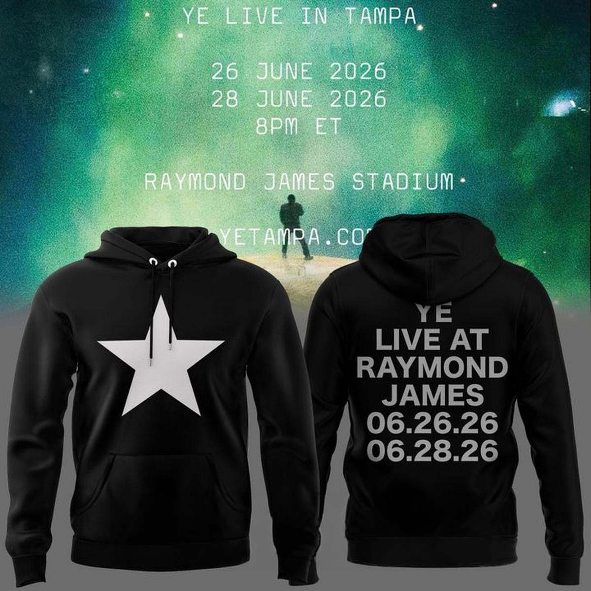 Kanye West Ye Live at Tampa Raymond James Stadium 2026 Black Hoodie - Gift Idea for Music Fans