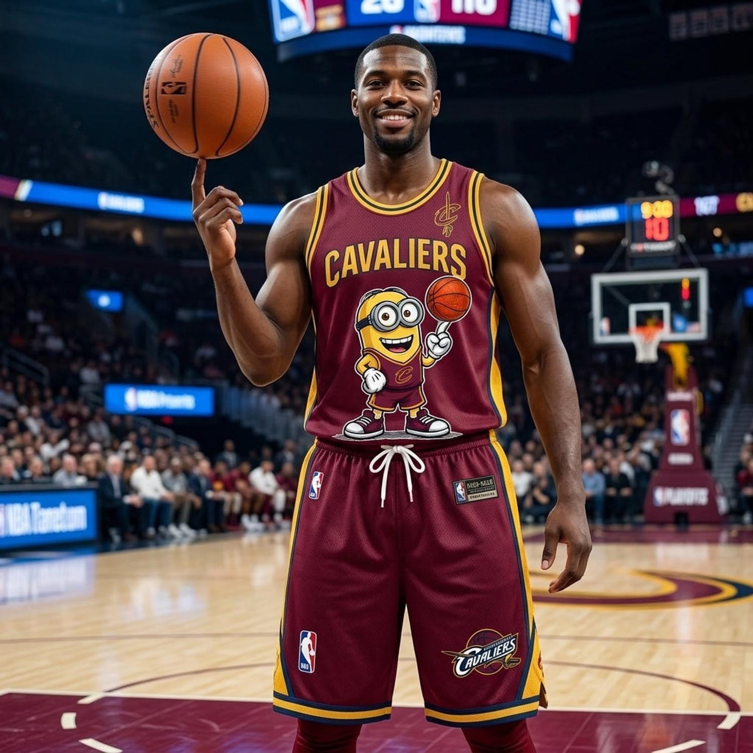 Cleveland Cavaliers Minions Wine Gold Basketball Jersey and Shorts Set Fan Apparel 1 - Unicasport Cleveland Cavaliers Minions Wine Gold Basketball Jersey and Shorts Set Fan Apparel