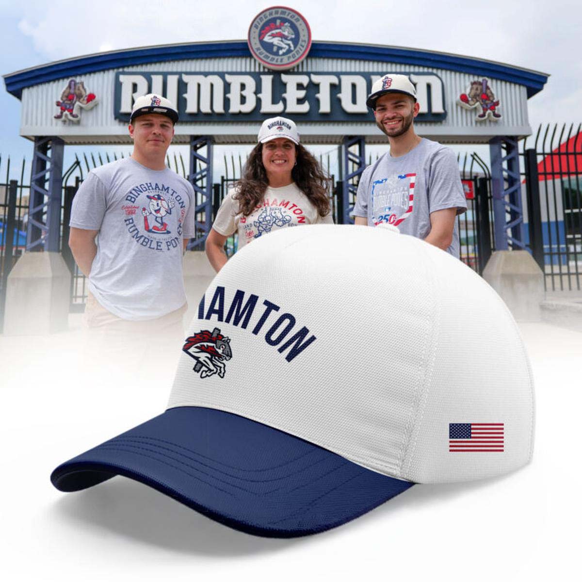 Binghamton Rumble Ponies America 250th Anniversary Baseball T-Shirt Best Gift for Fans - Image 2