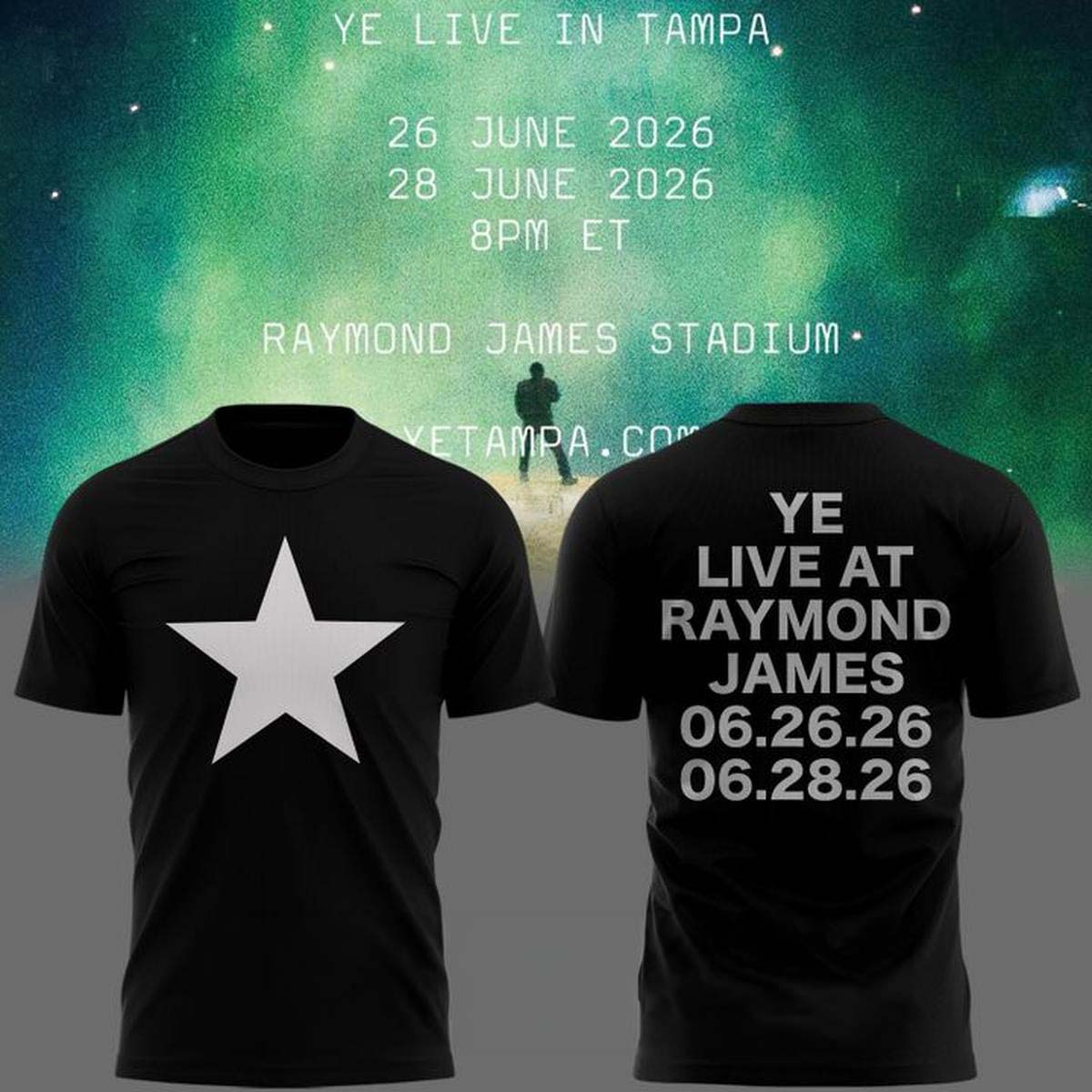 Kanye West Ye Live at Tampa Raymond James Stadium 2026 Black T Shirt - Concert Merchandise Gift Idea