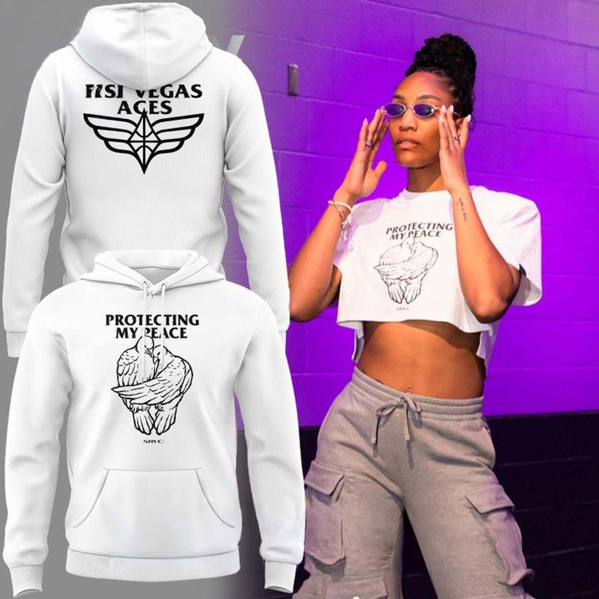 A'ja Wilson Protecting My Peace Las Vegas Aces Basketball T-Shirt - Best Gift for WNBA Fans - Image 2