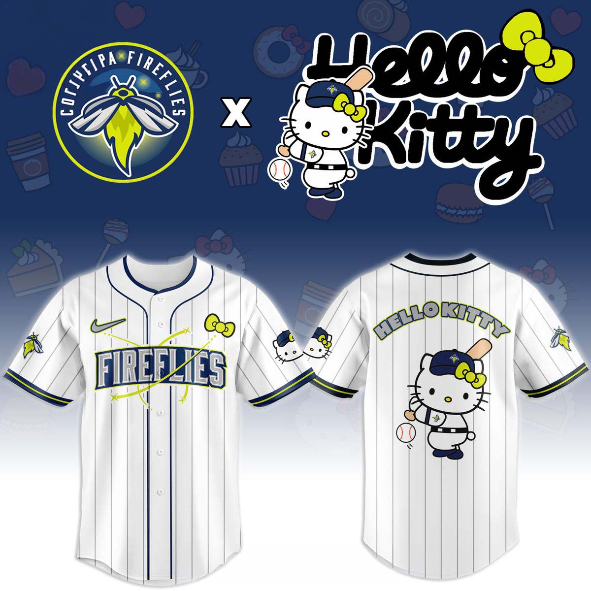 Columbia Fireflies Hello Kitty 2026 Striped Baseball Jersey Ballpark Collection 2 - Unicasport Columbia Fireflies Hello Kitty 2026 Striped Baseball Jersey Ballpark Collection