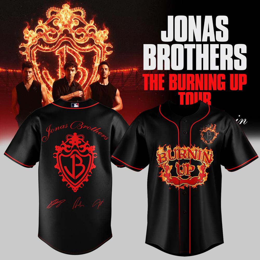 Jonas Brothers Crest Logo 2026 Black Baseball Jersey Fanwear Edition 1 - Unicasport Jonas Brothers Crest Logo 2026 Black Baseball Jersey Fanwear Edition