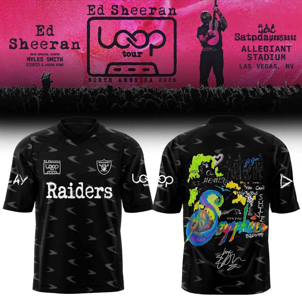 Ed Sheeran The Loop Tour 2026 Black Graphic Football Jersey - Best Gift for Fans