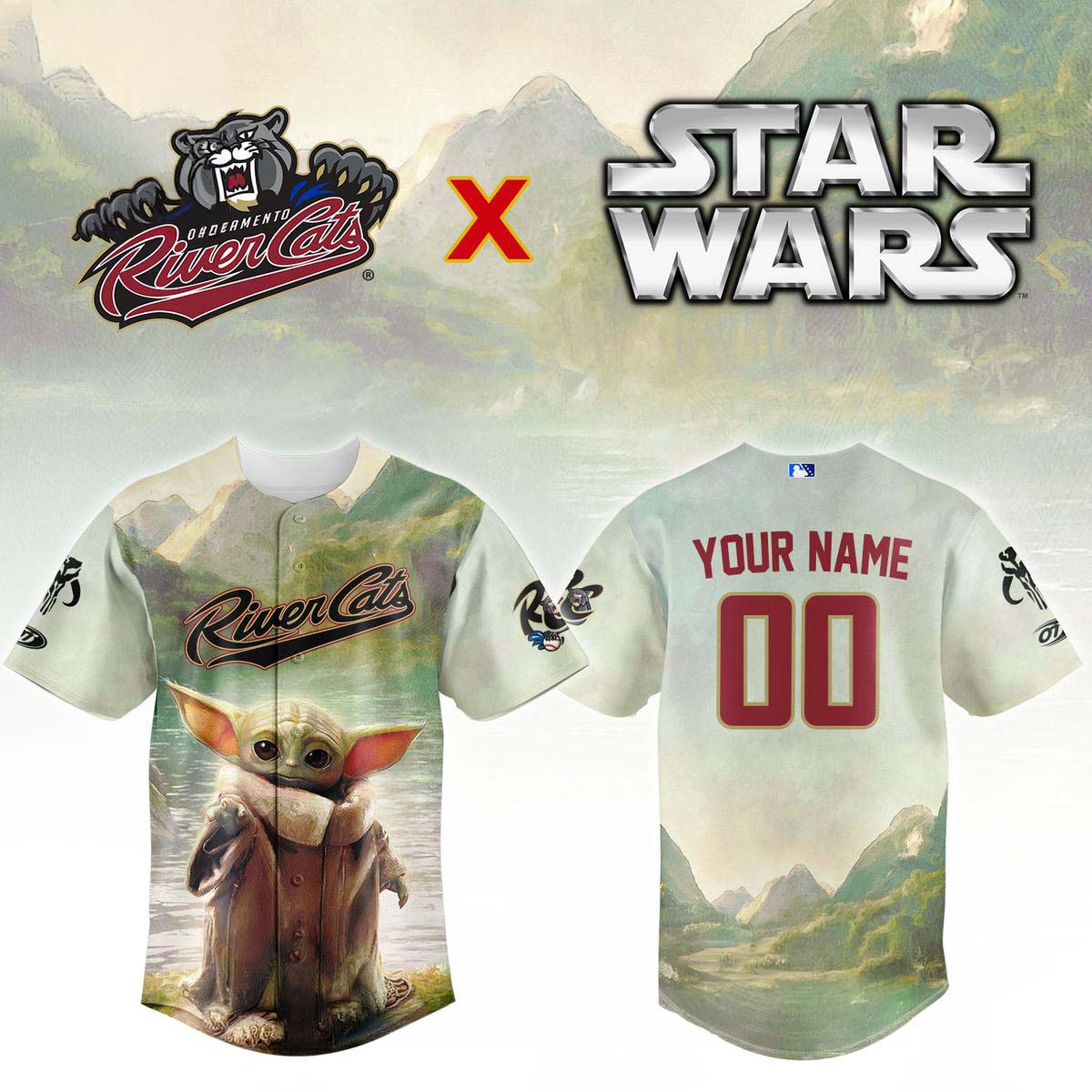 Custom Name Number Sacramento River Cats Star Wars Night Baseball Jersey