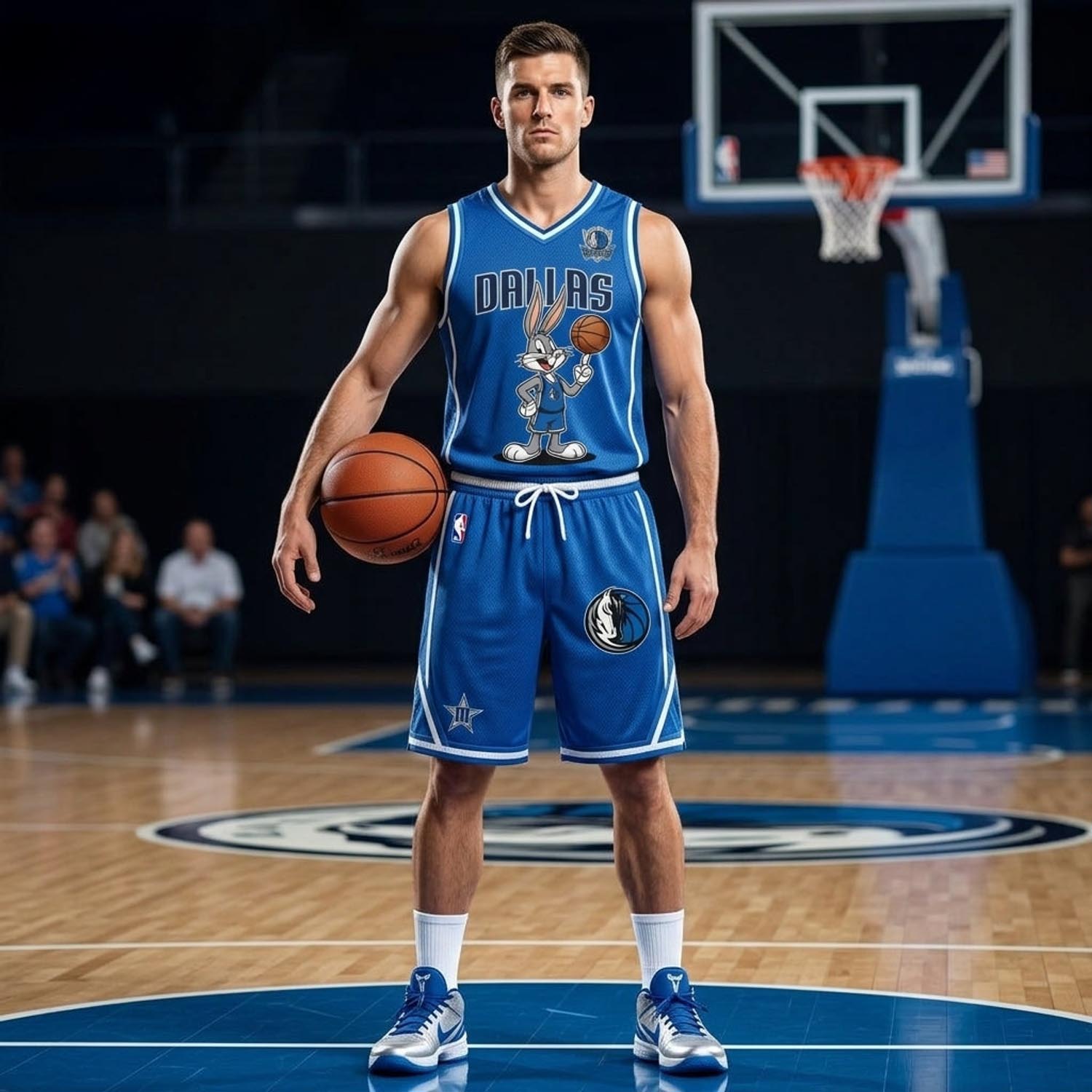 Dallas Mavericks Bugs Bunny Blue Basketball Jersey and Shorts Set Fan Apparel 1 - Unicasport Dallas Mavericks Bugs Bunny Blue Basketball Jersey and Shorts Set Fan Apparel