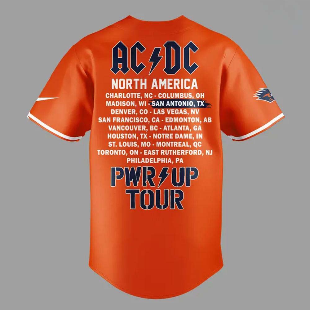 ACDC x UTSA Roadrunners Football Power Up Tour 2026 Baseball Jersey - Image 3