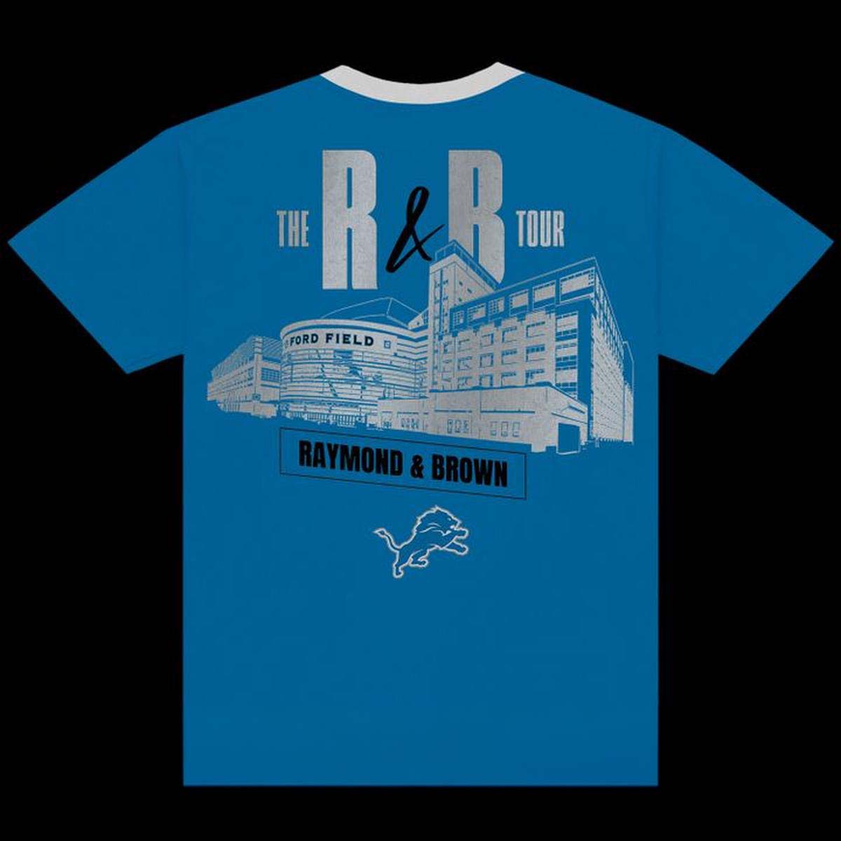 Detroit Lions x Usher Chris Brown The RB Tour Ford Field Stadium Honolulu Blue T-Shirt Gift Idea for Fans - Image 3