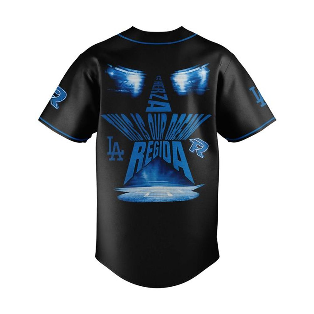 Fuerza Regida x Los Angeles Dodgers This Is Our Dream Stadium Tour Baseball Jersey - Gift for Him Her - Image 3