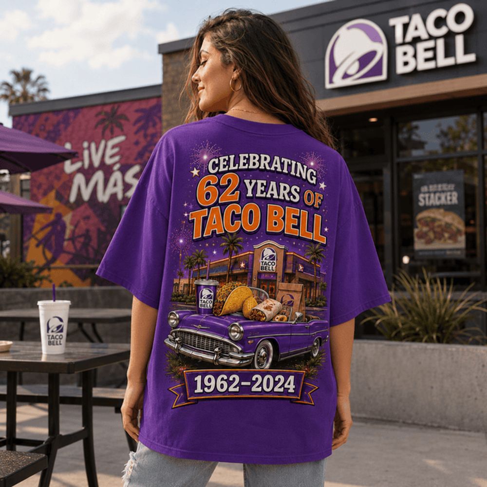 Taco Bell 62 Years Retro Neon Sign Limited Edition Graphic T-Shirt - Best Gift for Fans - Image 3