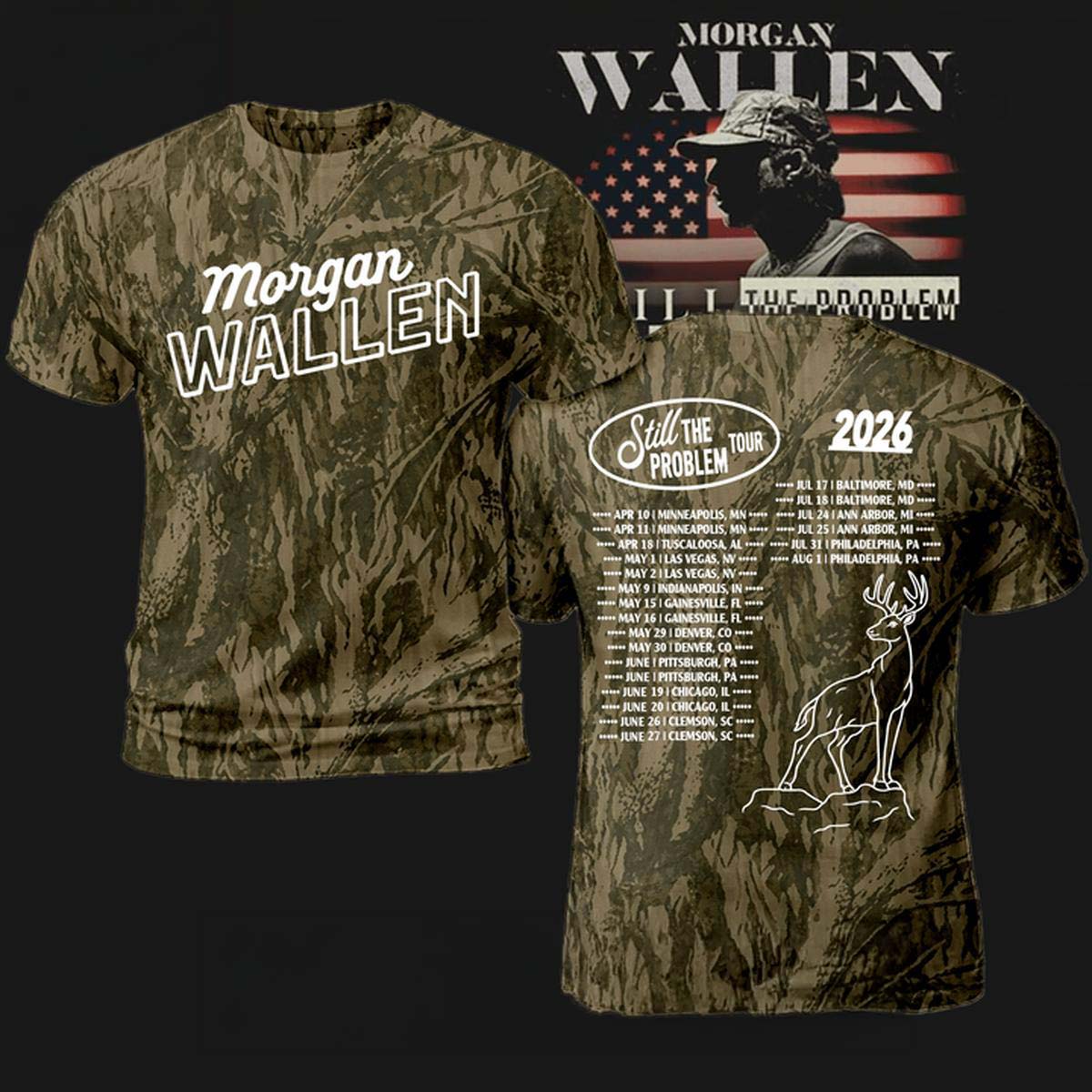 Morgan Wallen Still The Problem Tour 2026 Camo Graphic T-Shirt - Best Gift for Fans - Image 3
