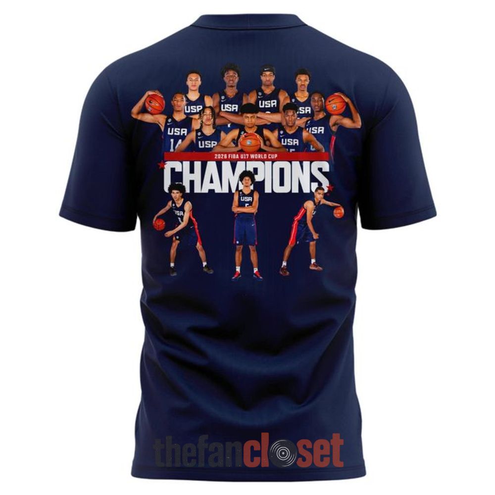 USA Basketball 2026 FIBA U17 Basketball World Cup Champions Fan Shirt - Image 3