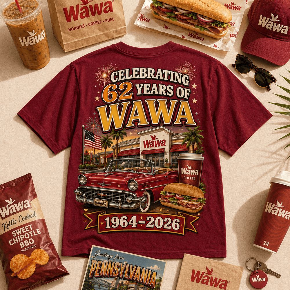 Wawa 62 Years Retro Diner Car Fireworks Limited Edition Shirt - Unique Graphic Gift Idea for Fans - Image 3