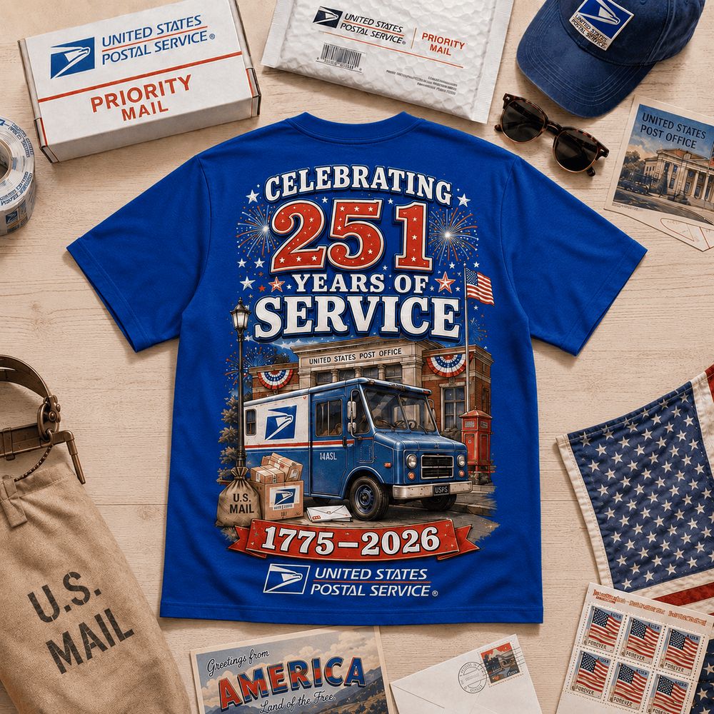 USPS 251 Years of Service Patriotic Fireworks Special Shirt - Gift Idea for Postal Workers - Image 3