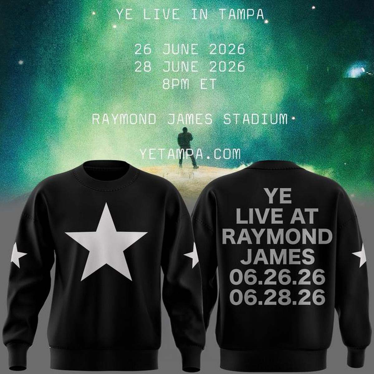 Kanye West Ye Live at Tampa Raymond James Stadium 2026 Black Sweatshirt - Gift Idea for Music Fans
