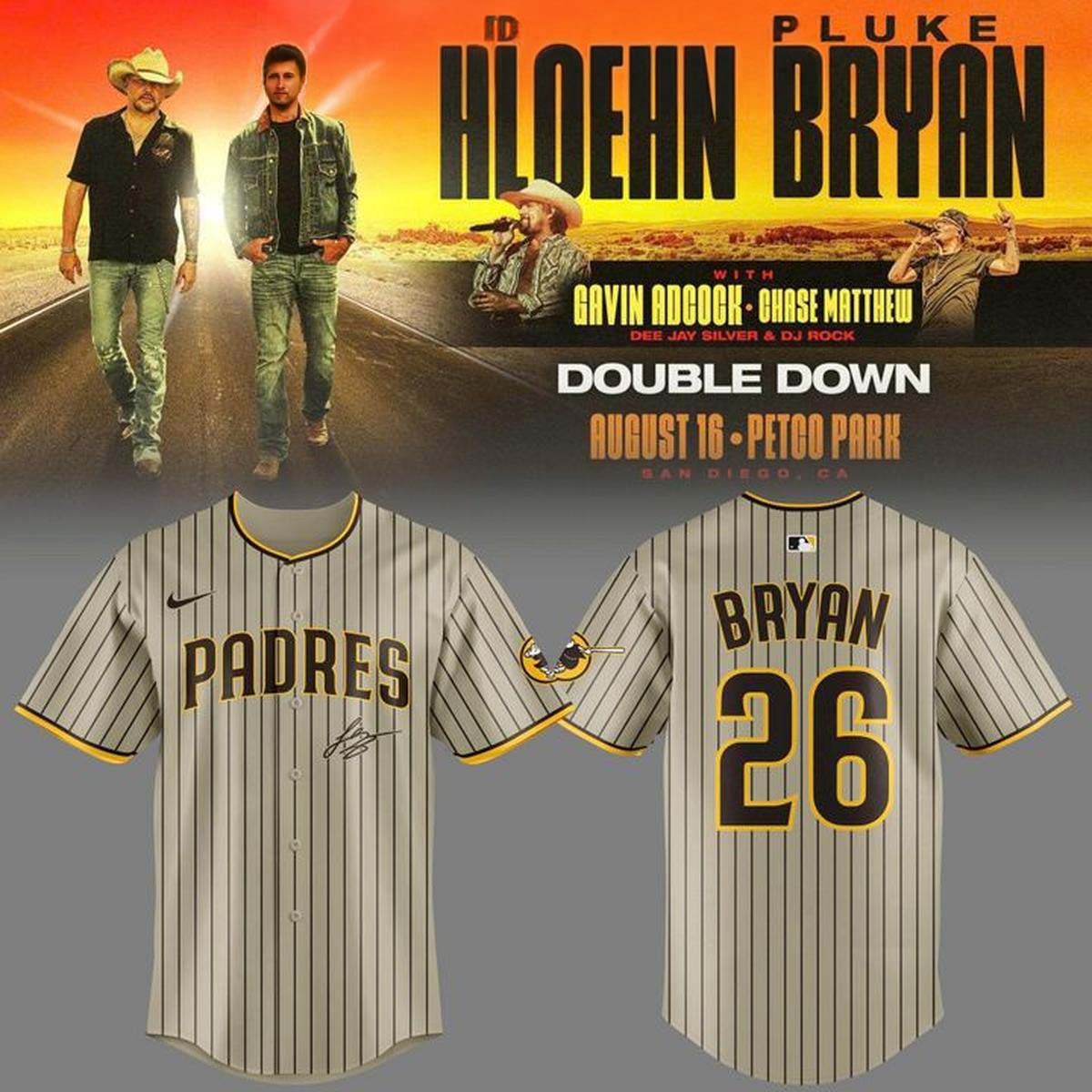 San Diego Padres x Jason Aldean Double Town Tour 2026 Jersey 1 - Unicasport San Diego Padres x Jason Aldean Double Town Tour 2026 Jersey