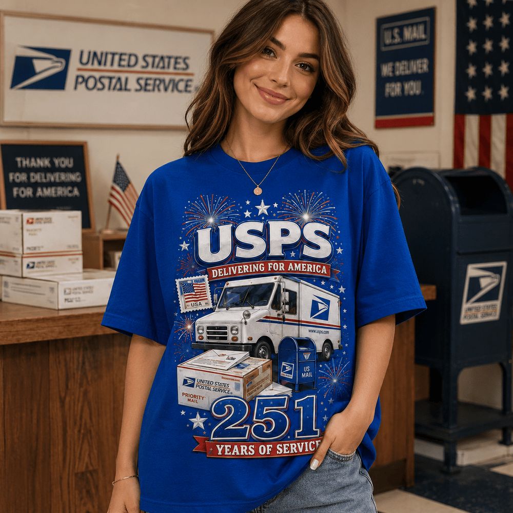 USPS 251 Years of Service Patriotic Fireworks Special Shirt - Gift Idea for Postal Workers - Image 4